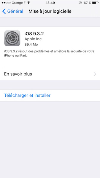 iOS 9.3.2 Disponible