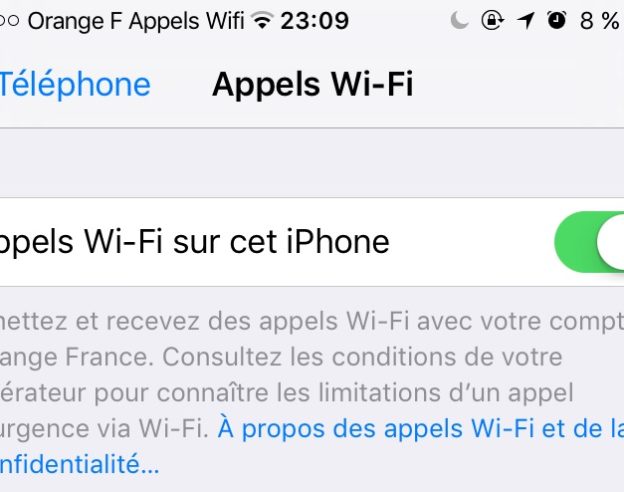 Appels WiFi iPhone Orange Actif