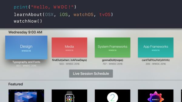 WWDC 2016 Application Apple TV