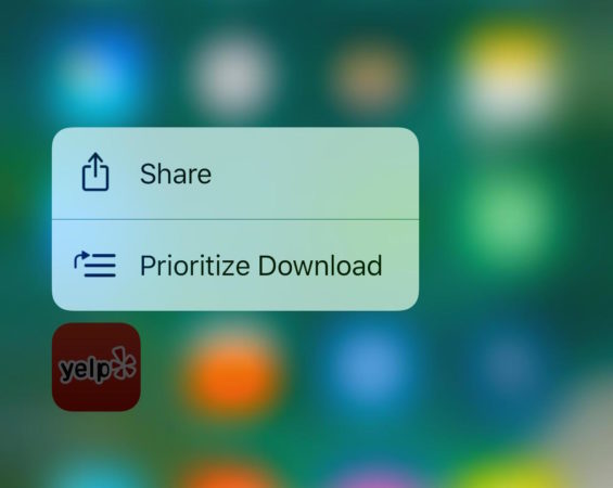 iOS 10 Priorite Telechargement Application 3D Touch