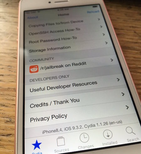iPhone SE Jailbreak Cydia iOS 9.3.2