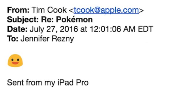 Tim Cook Email Pokemon
