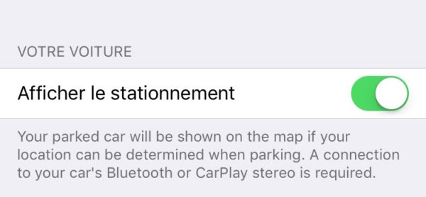 iOS 10 Beta 2 Afficher le Stationnement Plans
