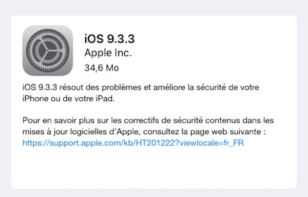 iOS 9.3.3 Disponible