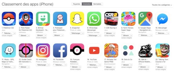 pokemon go classement app store 1