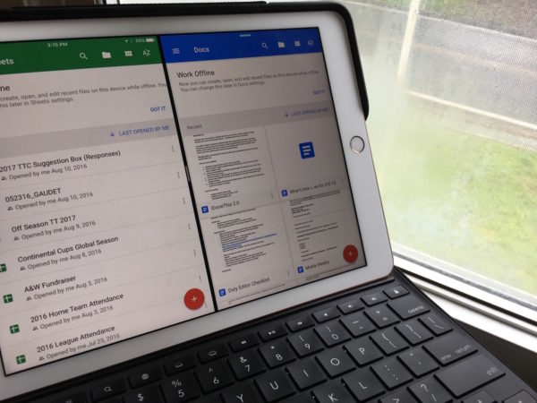 Google Documents Feuilles de Calculs Slides Split View iPad