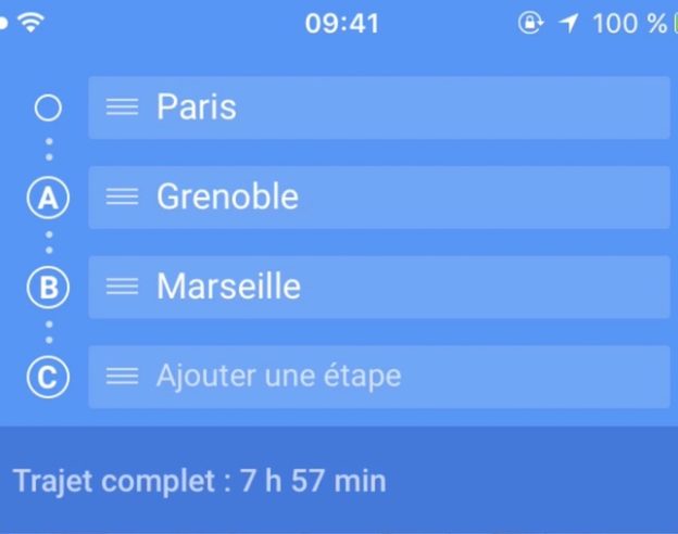 Google Maps iOS Itineraire Etapes