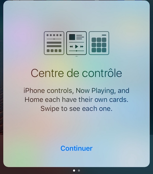 iOS 10 Beta 4 Centre Controle Message