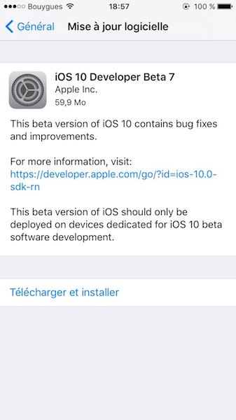 iOS 10 beta 7 Disponible