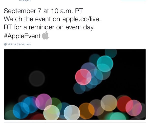 Tweet Apple Keynote 7 Septembre 2