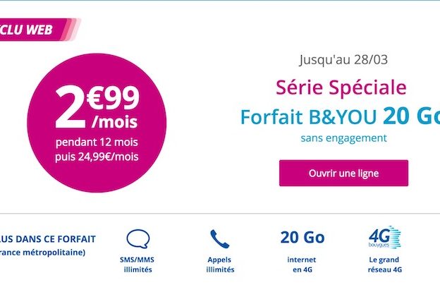Bouygues Telecom Promo 2.99 Euros Mars 2017