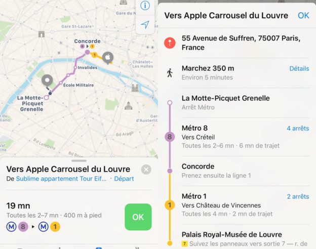 Plans Apple Itinéraires Transports Commun Paris
