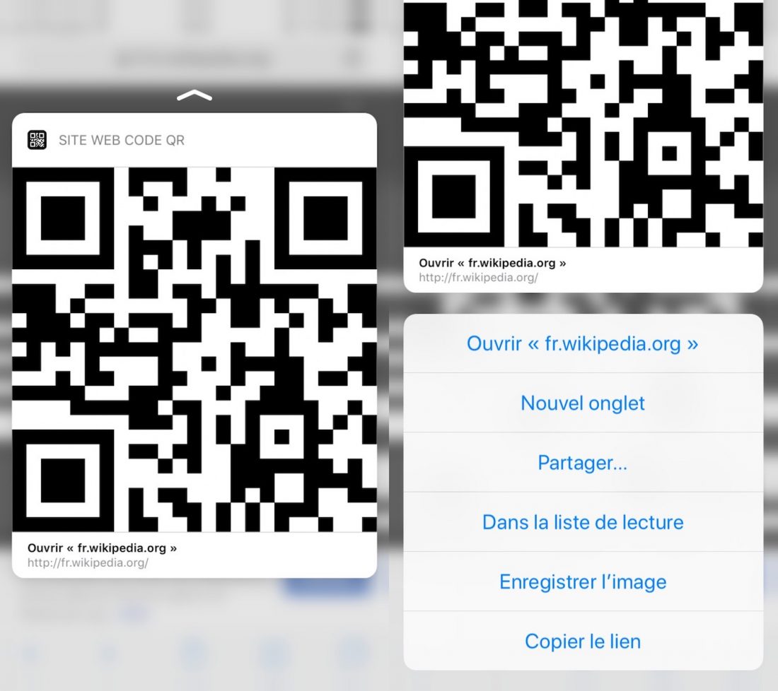 iOS 11 Safari sait aussi lire les codes QR, en plus de l'appareil