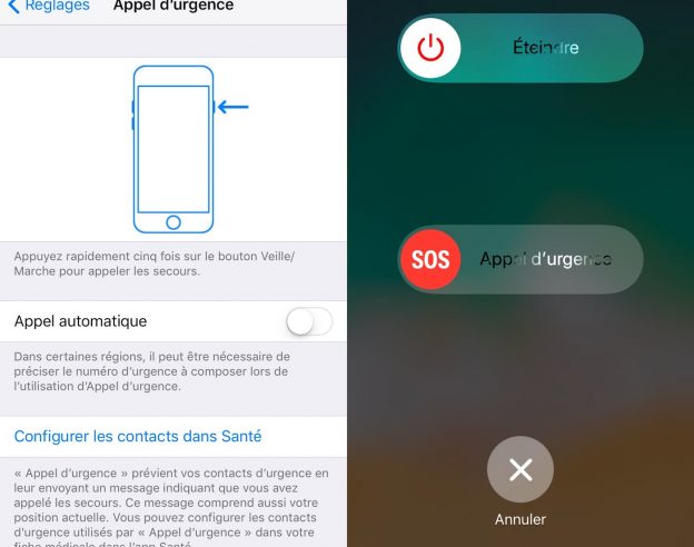 Appel Urgence iOS 11
