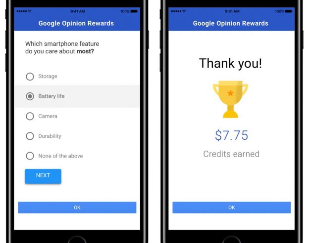 Google Opinion Rewards Application iPhone