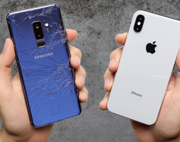 Galaxy S9 Plus Fissure vs iPhone X Arriere