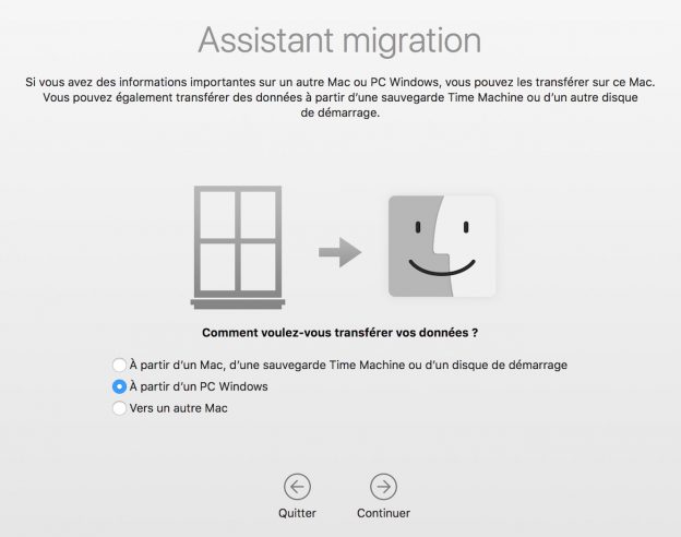 Assistant Migration Windows vers Mac
