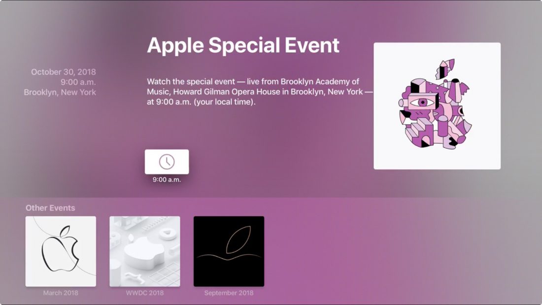 Keynote du 30 octobre Apple met à jour son app sur l'Apple TV et