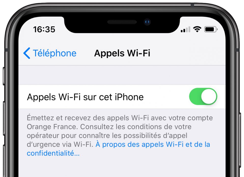 Appels WiFi iPhone