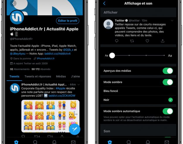 Twitter Application iPhone Vrai Mode Sombre