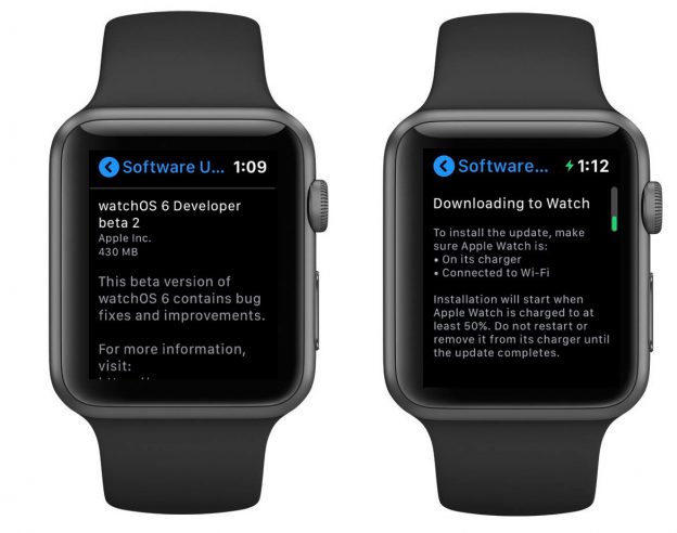Apple Watch Mise A Jour OTA watchOS 6 beta 2