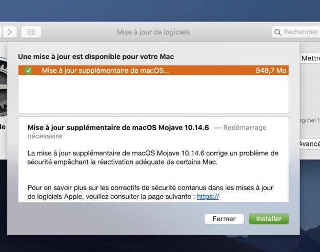 macOS 10.14.6 Mise A Jour Supplementaire