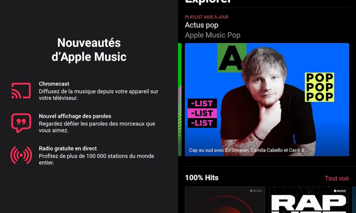 Apple Music sur Android mis à jour support de Chromecast, mode sombre