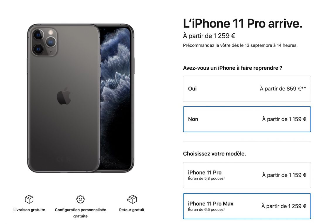 Les prix officiels en euros des iPhone 11, iPhone 11 Pro et iPhone 11 Pro Max iPhoneAddict.fr