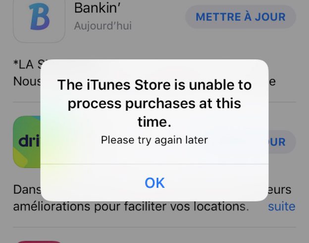 App Store Erreur