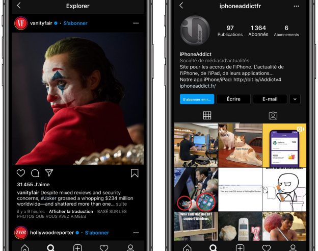 Instagram Mode Sombre Application iPhone