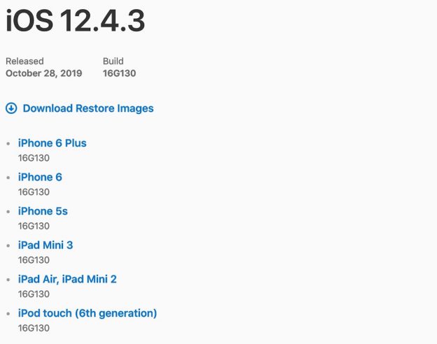 iOS 12.4.3 Disponible