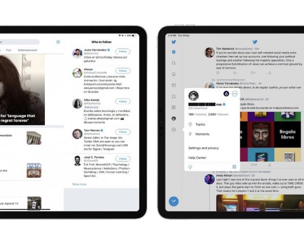 Twitter iPad Nouveau Design Colonnes