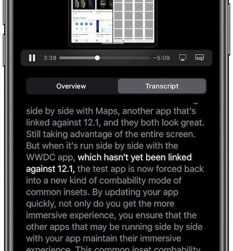 Apple Developer Application Vitesse Lecture et Transcriptions