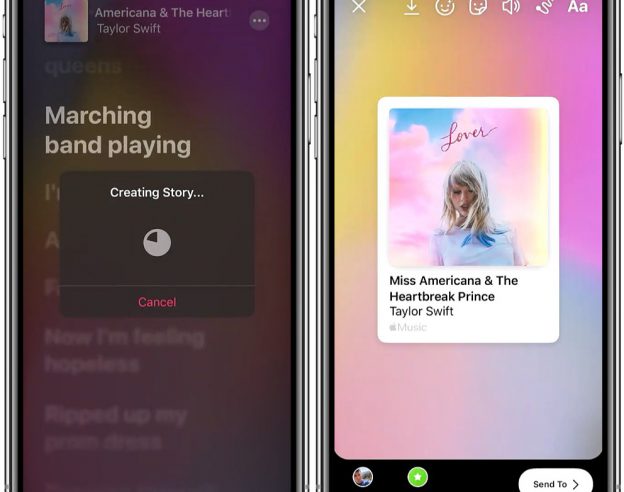 iOS 13.4.5 Apple Music Story Instagram