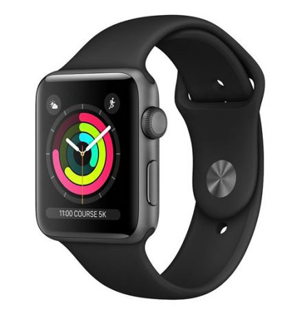 Apple-Watch-Series-3-38-mm-Boitier-en-Aluminium-Gris-sideral-avec-Bracelet-Sport-Noir