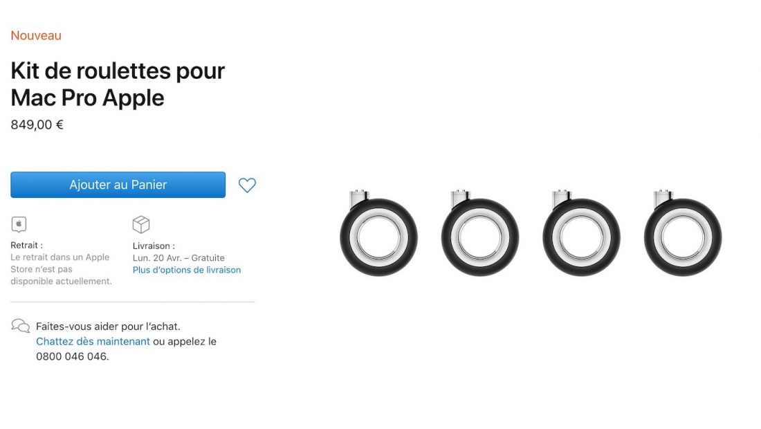 Mac Pro Apple met en vente les pieds et les roulettes (à 849