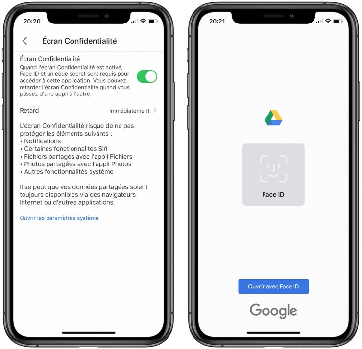 Google Drive protège l’accès aux fichiers avec Face ID/Touch ID sur