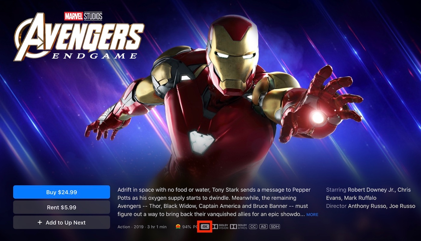 Films Disney en 4K sur l'iTunes Store