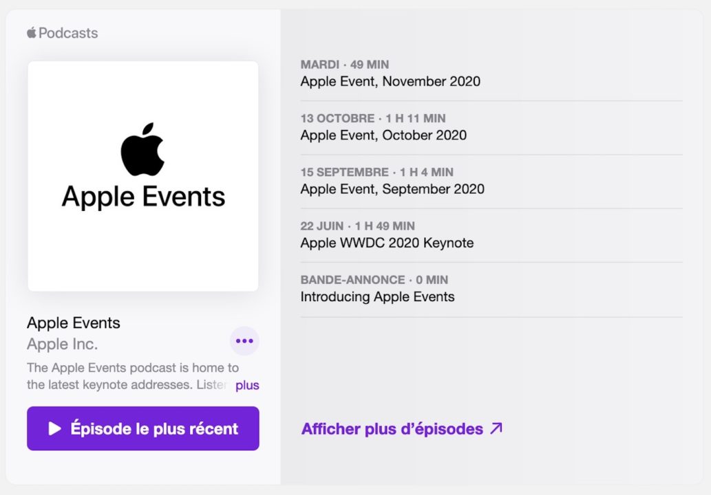 Intégrer les Apple Podcasts sur les sites Web
