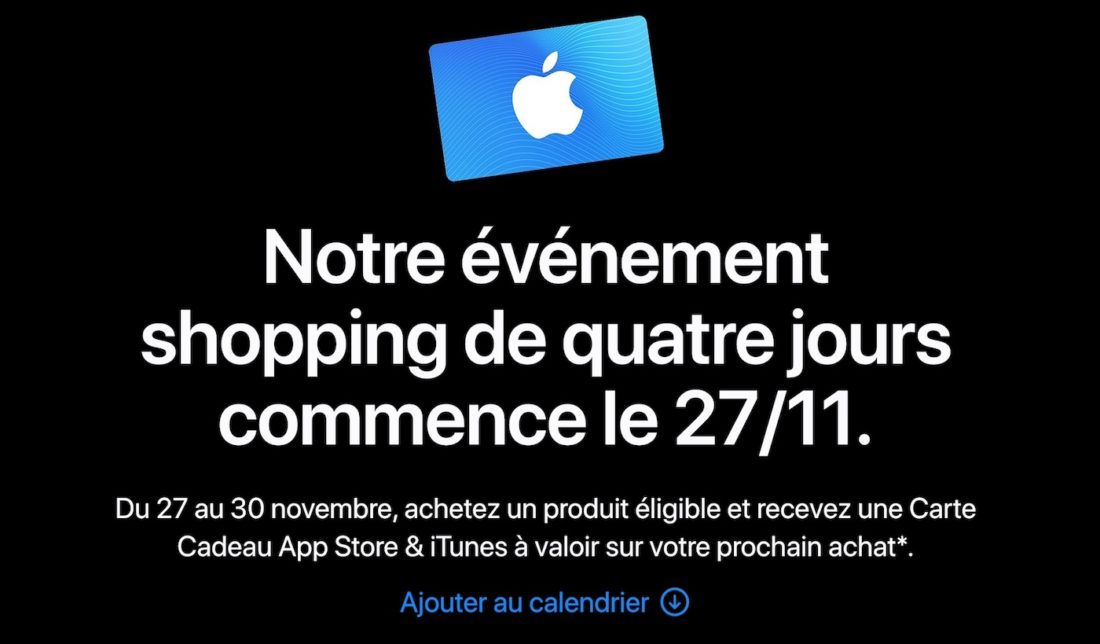 Black Friday 2020 Apple proposera des cartes cadeaux jusqu'à 150