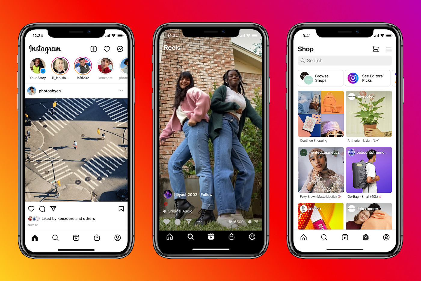 Instagram Onglets Reels Shopping
