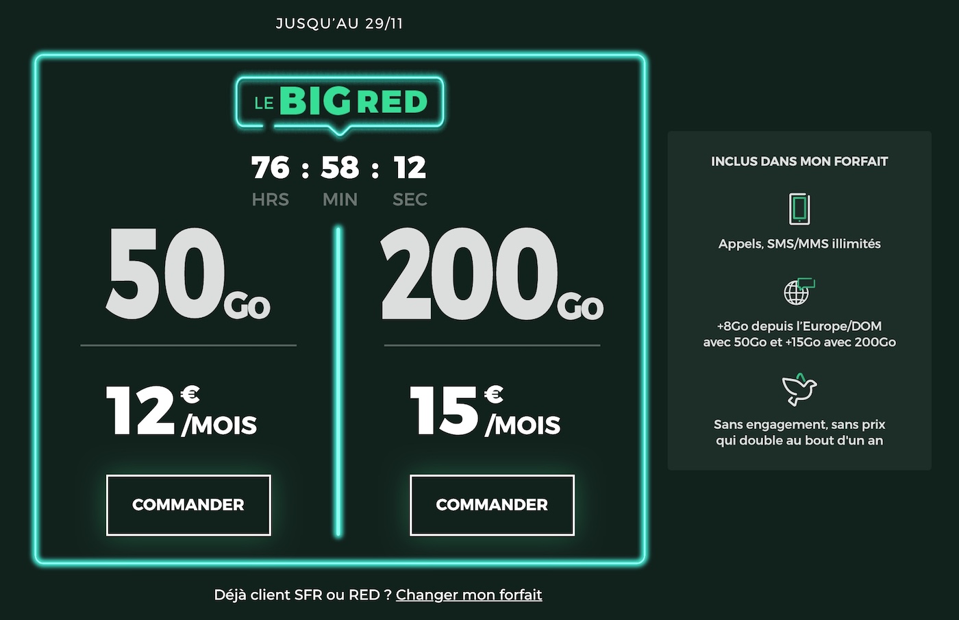 SFR RED Promo Black Friday Novembre 2020