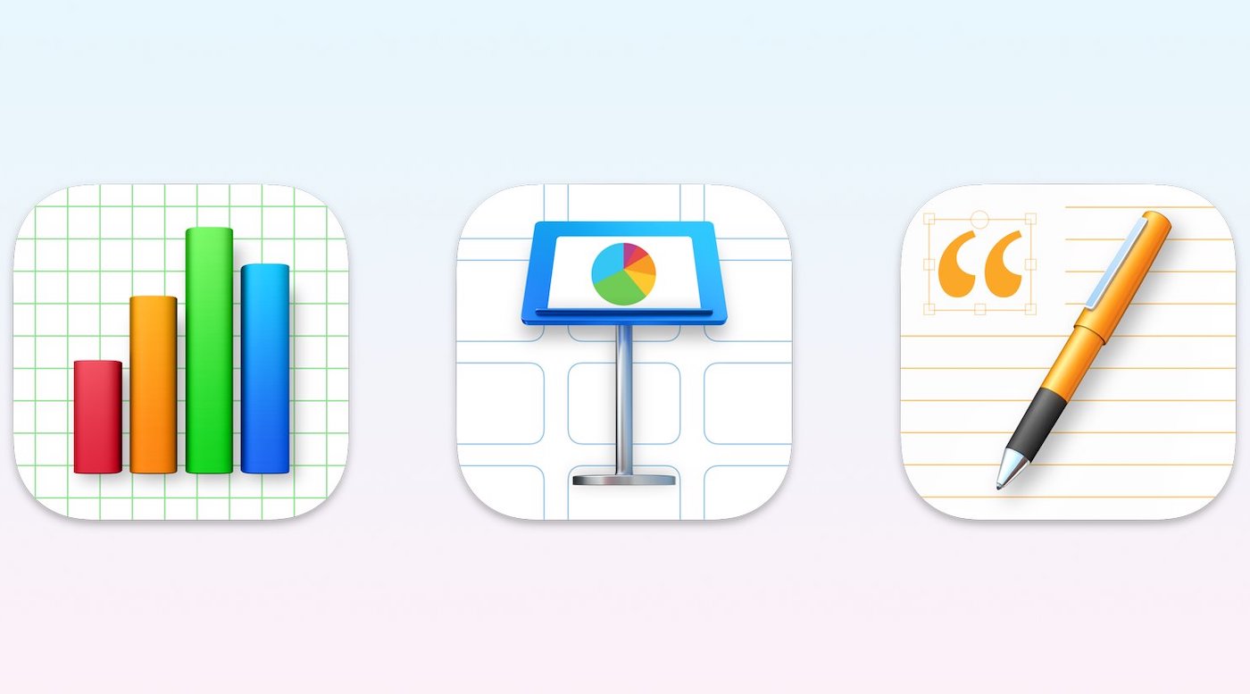 iWork Numbers vs Keynote vs Pages Nouvelles Icones macOS Big Sur