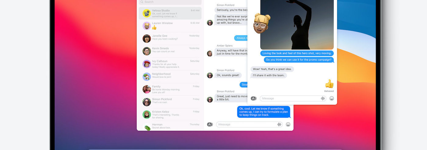 macOS Big Sur Nouvelle Application Messages