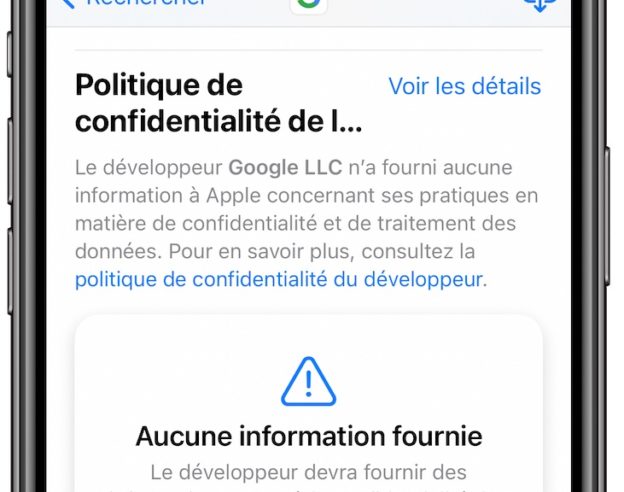 Google Application Manque Information Confidentialite
