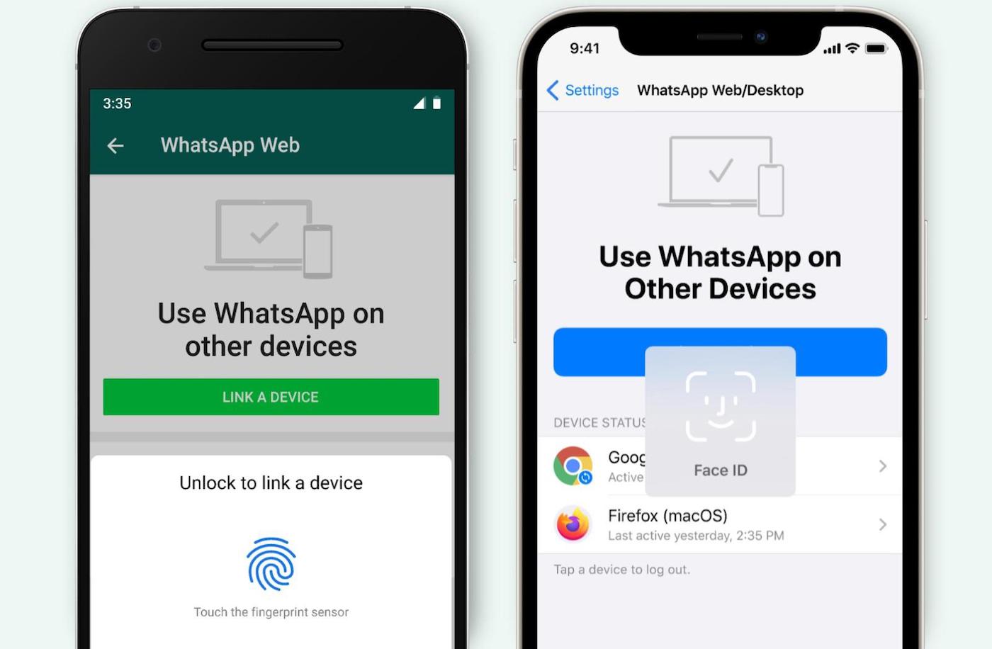 WhatsApp Web Face ID Touch ID
