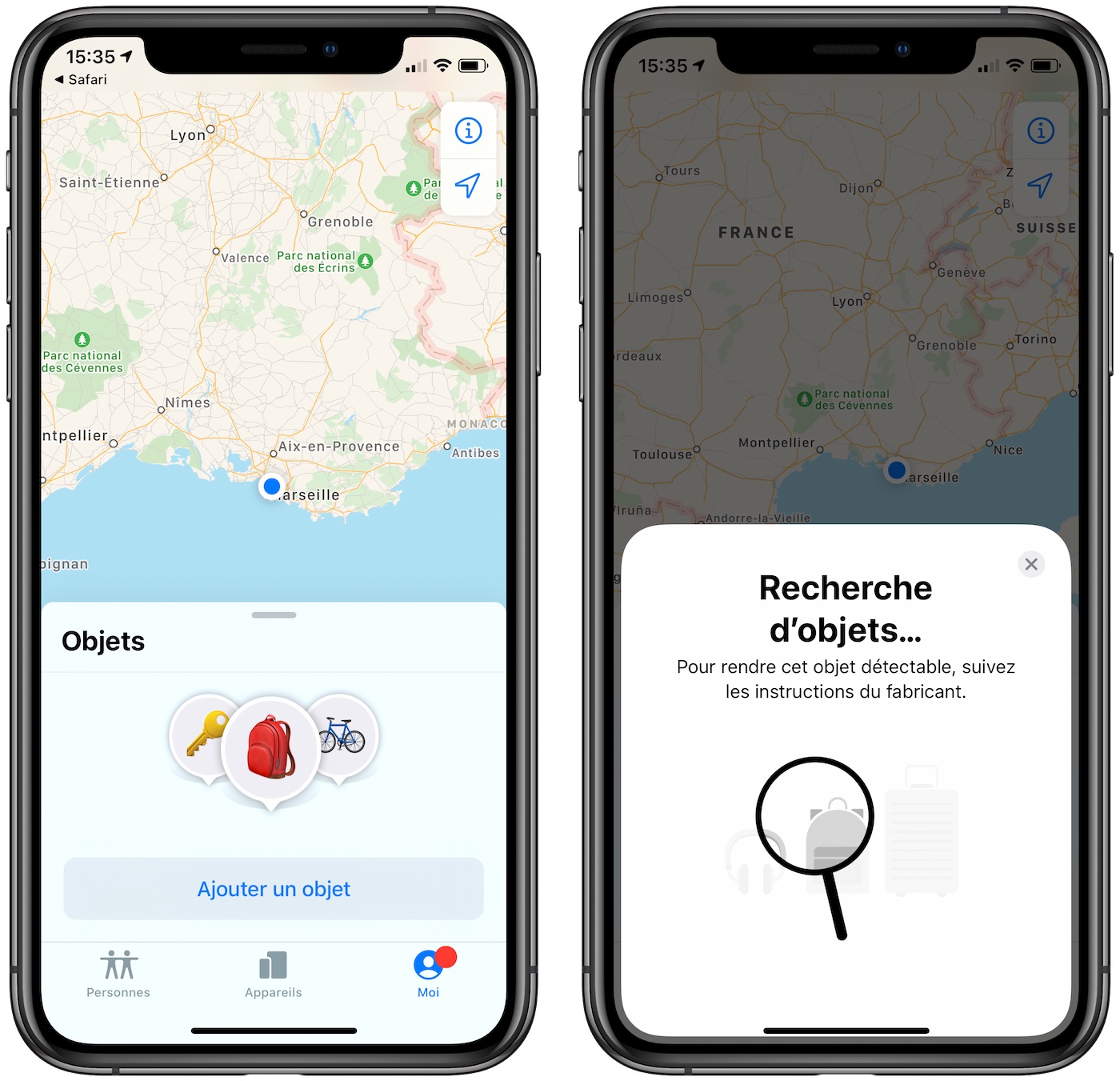 iOS 14.3 Localiser Recherche Objets