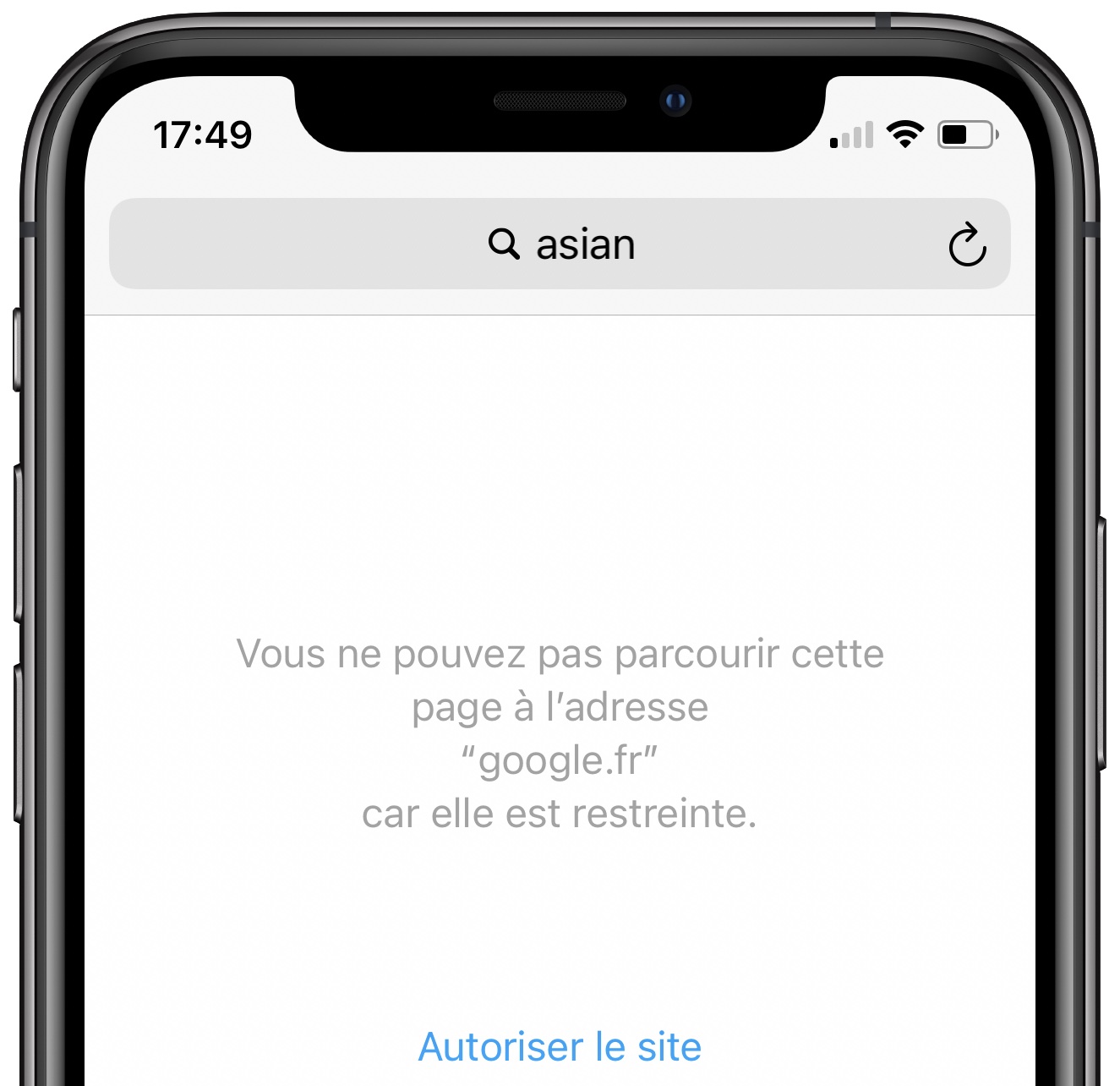 Controle Parental iOS Bloque Asian