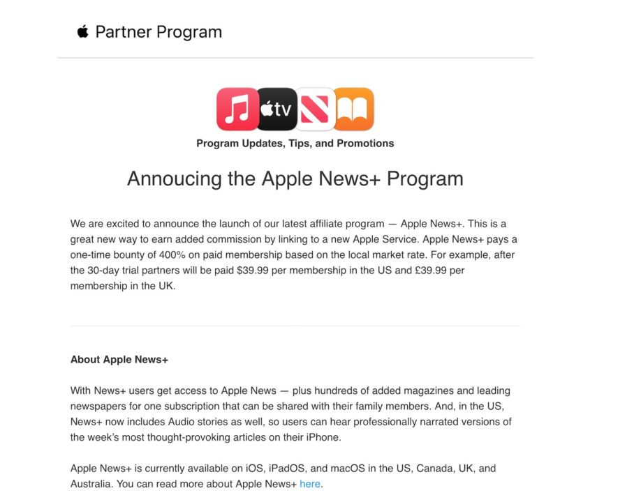 Apple lance un programme d’affiliation pour Apple News+