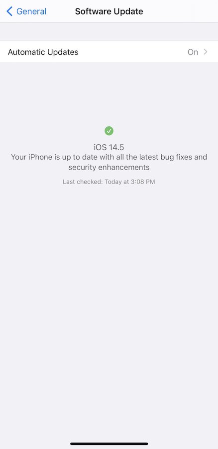 iOS 14.5 Beta Interface Mise A Jour Installee